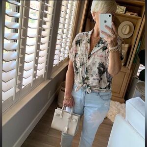 Tropical Print Button-Up Shirt